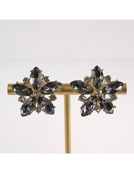 Klipsy do Uszu Lolita Accessories Klips do Ucha GRAFITOWE KWIATY KWIAT