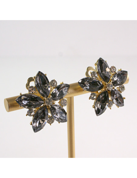 Klipsy do Uszu Lolita Accessories Klips do Ucha GRAFITOWE KWIATY KWIAT