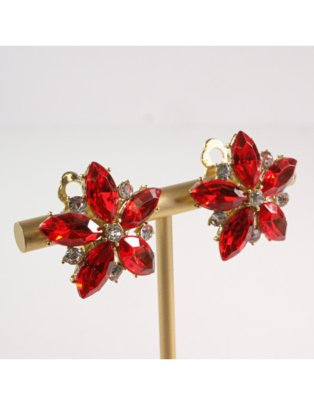 Klipsy do Uszu Lolita Accessories Klips do Ucha CZERWONE KWIATY KWIAT