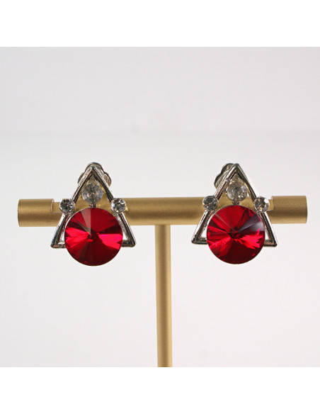 Klipsy do Uszu Lolita Accessories Klips do UCHA TRÓJKĄT Z CYRKONIĄ CZERWONY