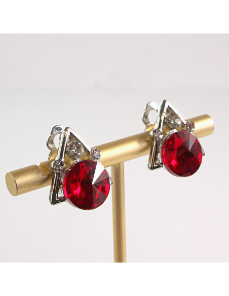 Klipsy do Uszu Lolita Accessories Klips do UCHA TRÓJKĄT Z CYRKONIĄ CZERWONY