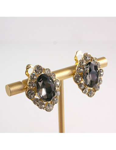 Klipsy do Uszu Lolita Accessories Klips do UCHA VINTAGE MEDALION GRAFITOWY
