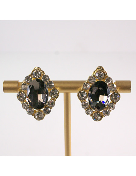 Klipsy do Uszu Lolita Accessories Klips do UCHA VINTAGE MEDALION GRAFITOWY