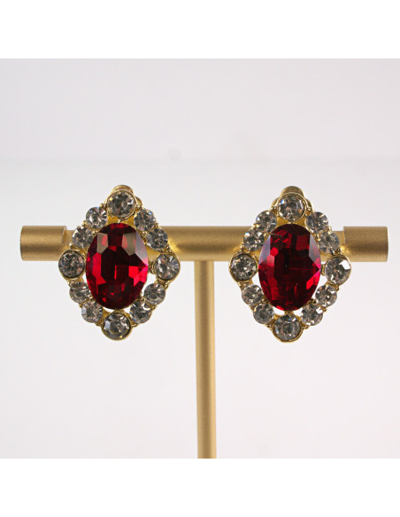 Klipsy do Uszu Lolita Accessories Klips do UCHA VINTAGE CZERWONY MEDALION