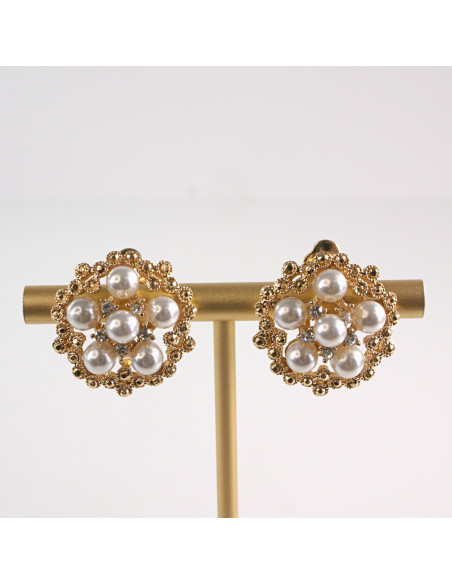 Klipsy do Uszu Lolita Accessories Klips do Ucha GUZIKI Z PEREŁKAMI