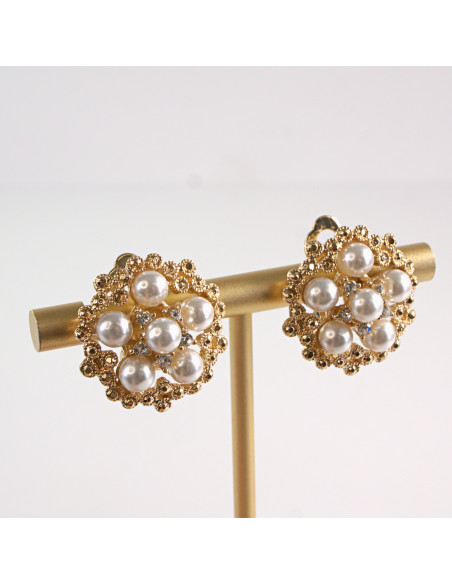 Klipsy do Uszu Lolita Accessories Klips do Ucha GUZIKI Z PEREŁKAMI