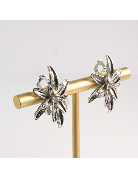 Srebrne Klipsy do Uszu Lolita Accessories Kwiaty