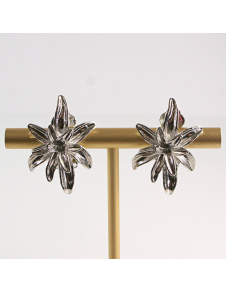 Srebrne Klipsy do Uszu Lolita Accessories Kwiaty