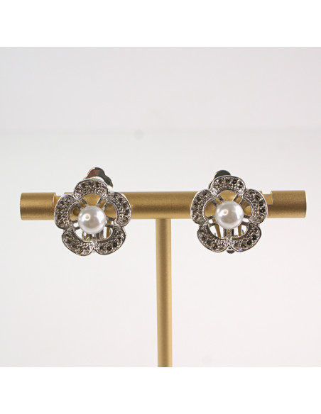 Klipsy do Uszu Lolita Accessories Klips do UCHA GUZIKI RÓŻA Z PERŁĄ