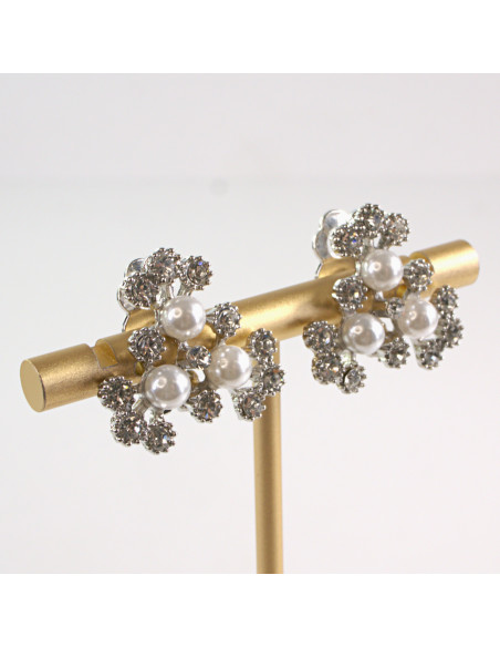 Klipsy do Uszu Lolita Accessories Klips do UCHA SREBRNE z CYRKONIAMI