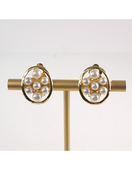 Klipsy do Uszu Lolita Accessories Klips do UCHA ZŁOTE GUZIKI z PERŁAMI