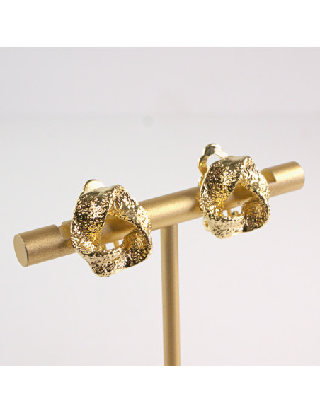 Klipsy do Uszu Lolita Accessories Klips do UCHA ZŁOTE SZCZOTKOWANE WĘZEŁKI