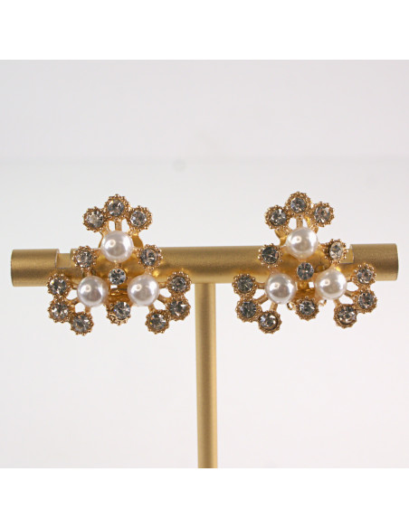 Klipsy do Uszu Lolita Accessories Klips do UCHA KWIATKI Z CYRKONIAMI