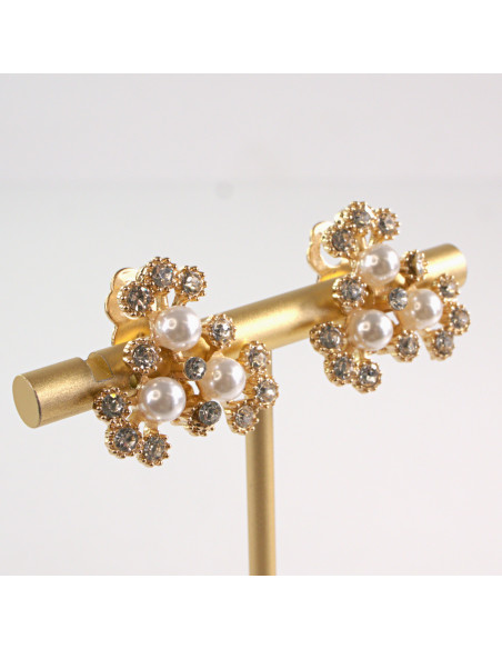 Klipsy do Uszu Lolita Accessories Klips do UCHA KWIATKI Z CYRKONIAMI