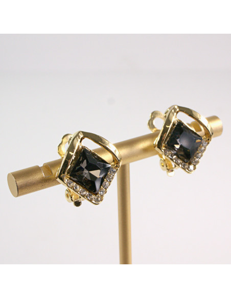 Klipsy do Uszu Lolita Accessories Klips do UCHA GRAFITOWE KRYSZTAŁKI