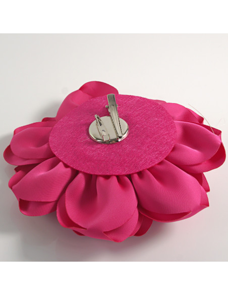 KWIAT Z MATERIAŁU BROSZKA PRZYPINKA LOLITA AKCESORIA 14 CM RÓŻOWY FUKSJA