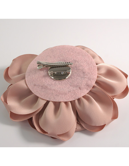 KWIAT Z MATERIAŁU BROSZKA PRZYPINKA LOLITA AKCESORIA 14 CM PUDROWY RÓŻ