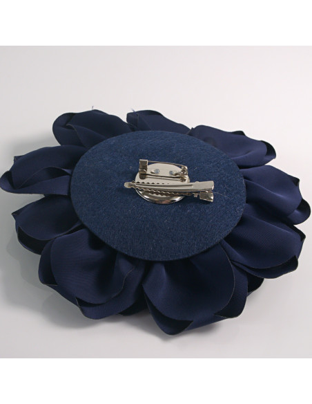 KWIAT Z MATERIAŁU BROSZKA PRZYPINKA LOLITA AKCESORIA 14 CM GRANATOWY