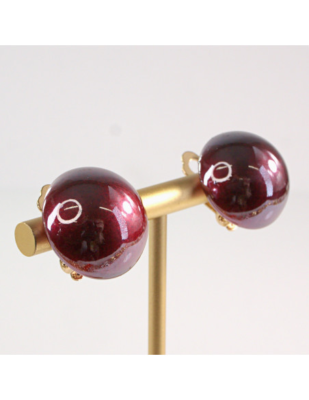 KLIPSY DO USZU LOLITA AKCESORIA ELEGANCKIE BORDOWE PERŁY