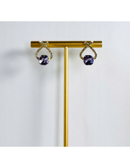 Kolczyki FIOLETOWE KAMIEŃ Lolita Accessories srebrny sztyft 925