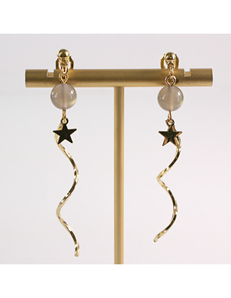 KLIPSY DO USZU LOLITA AKCESORIA DŁUGIE ŚWIDERKI  z KAMIENIEM