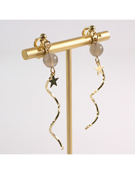 KLIPSY DO USZU LOLITA AKCESORIA DŁUGIE ŚWIDERKI  z KAMIENIEM