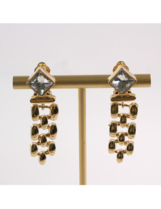 KLIPSY DO USZU LOLITA AKCESORIA CRYSTAL ZŁOTE ŁAŃCUSZKI