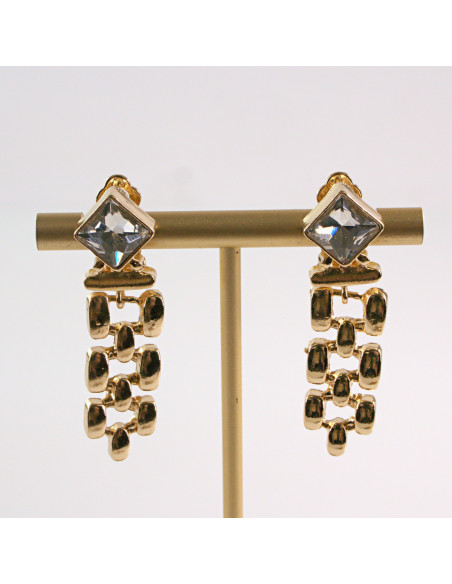 KLIPSY DO USZU LOLITA AKCESORIA CRYSTAL ZŁOTE ŁAŃCUSZKI