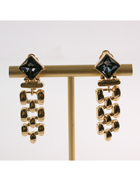 KLIPSY DO USZU LOLITA AKCESORIA GRAFITOWY ZŁOTE ŁAŃCUSZKI