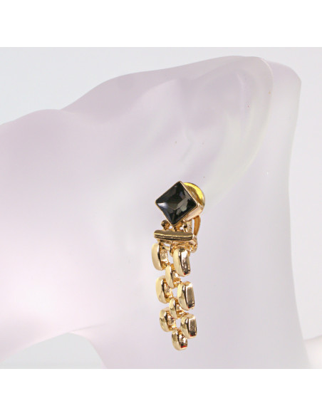 KLIPSY DO USZU LOLITA AKCESORIA GRAFITOWY ZŁOTE ŁAŃCUSZKI