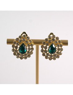 KLIPSY DO USZU LOLITA AKCESORIA CRYSTAL ZIELONE  ŁEZKI