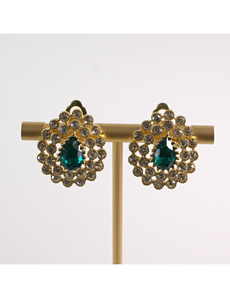 KLIPSY DO USZU LOLITA AKCESORIA CRYSTAL ZIELONE  ŁEZKI