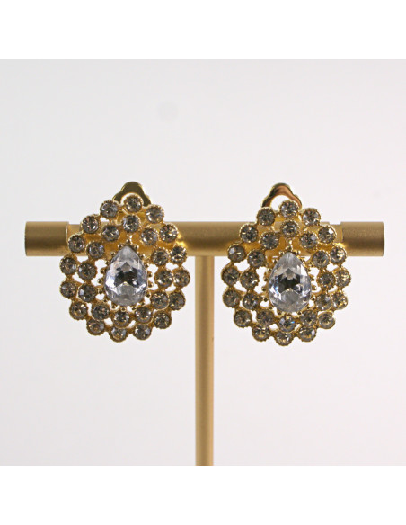 KLIPSY DO USZU LOLITA AKCESORIA CRYSTAL ZŁOTE ŁEZKI