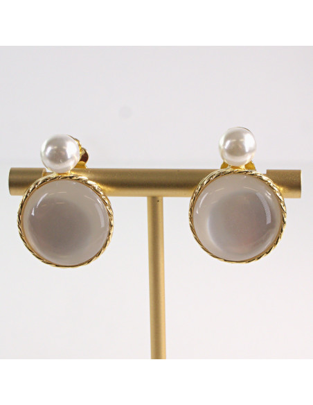 Klipsy do Uszu Lolita Akcesoria Klips do UCHA KOCIE OKO Z PERŁĄ