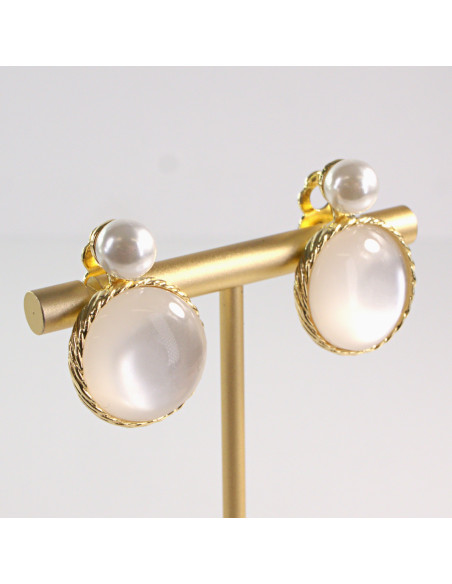 Klipsy do Uszu Lolita Akcesoria Klips do UCHA KOCIE OKO Z PERŁĄ