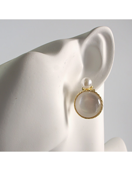 Klipsy do Uszu Lolita Akcesoria Klips do UCHA KOCIE OKO Z PERŁĄ