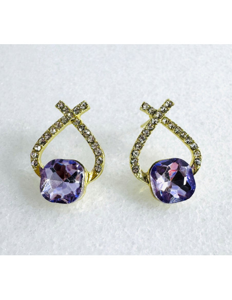 Kolczyki FIOLETOWE KAMIEŃ Lolita Accessories srebrny sztyft 925