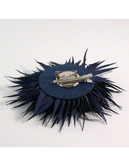 KWIAT Z MATERIAŁU KOLCE BROSZKA PRZYPINKA LOLITA AKCESORIA 10 cm GRANATOWY