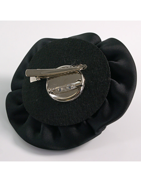 KWIAT Z MATERIAŁU BROSZKA PRZYPINKA LOLITA AKCESORIA POTRÓJNA RÓŻA CZARNY