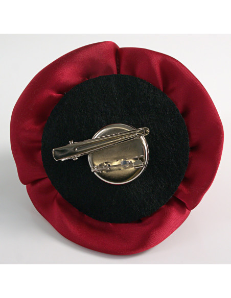 KWIAT Z MATERIAŁU BROSZKA PRZYPINKA LOLITA AKCESORIA POTRÓJNA RÓŻA BORDOWY