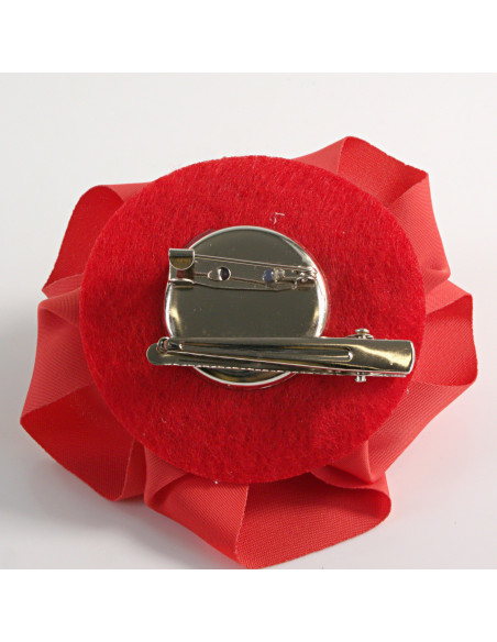 KWIAT Z MATERIAŁU BROSZKA PRZYPINKA LOLITA AKCESORIA RÓŻA RÓZYCZKA CZERWONY