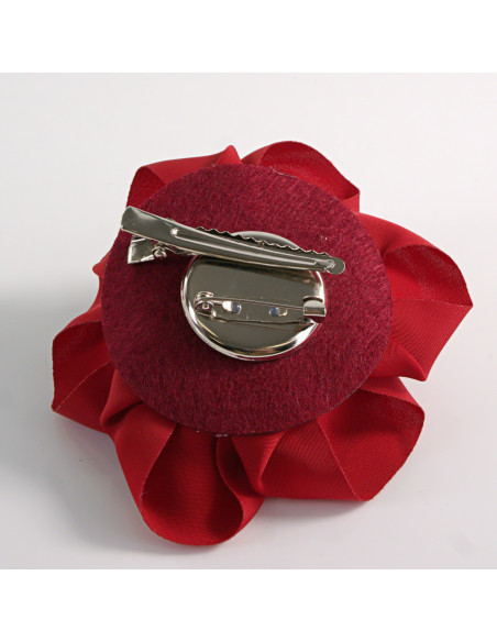 KWIAT Z MATERIAŁU BROSZKA PRZYPINKA LOLITA AKCESORIA RÓŻA RÓZYCZKA BORDOWY