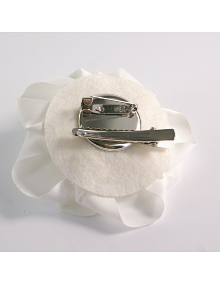 KWIAT Z MATERIAŁU BROSZKA PRZYPINKA LOLITA AKCESORIA RÓŻA RÓZYCZKA ECRU