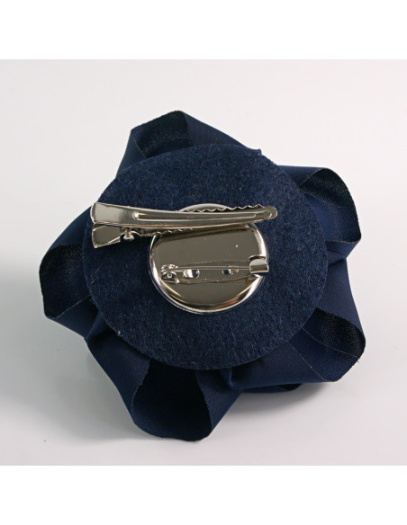 KWIAT Z MATERIAŁU BROSZKA PRZYPINKA LOLITA AKCESORIA RÓŻA RÓZYCZKA GRANATOWY