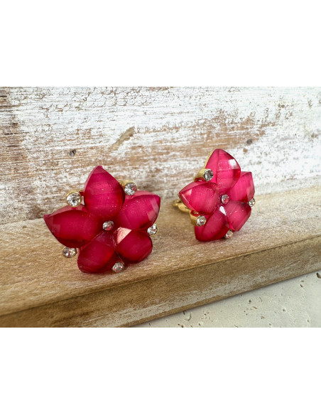 Klipsy do Uszu Lolita Akcesoria Klips do Ucha Kwiatki Kwiatek Różowe