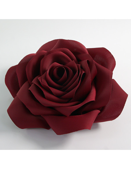 KWIAT Z MATERIAŁU BROSZKA PRZYPINKA LOLITA AKCESORIA  RÓŻA 12 cm BURGUND