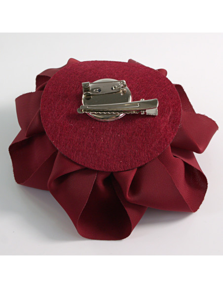 KWIAT Z MATERIAŁU BROSZKA PRZYPINKA LOLITA AKCESORIA  RÓŻA 12 cm BURGUND