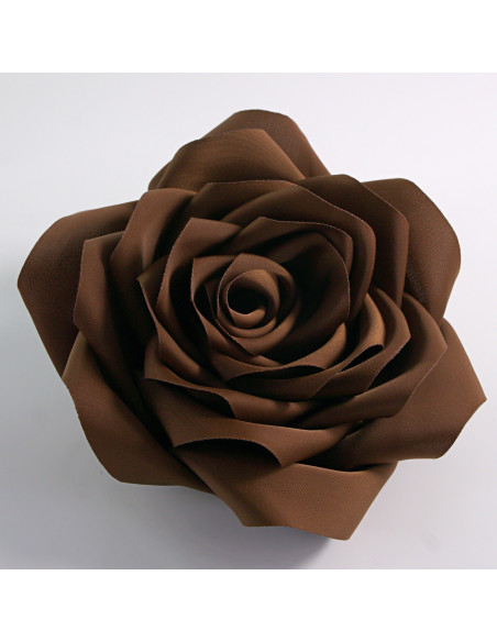 KWIAT Z MATERIAŁU BROSZKA PRZYPINKA LOLITA AKCESORIA  RÓŻA 12 cm BRĄZOWY