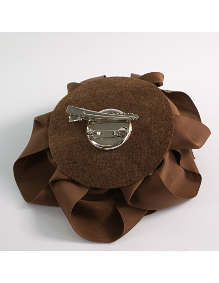 KWIAT Z MATERIAŁU BROSZKA PRZYPINKA LOLITA AKCESORIA  RÓŻA 12 cm BRĄZOWY