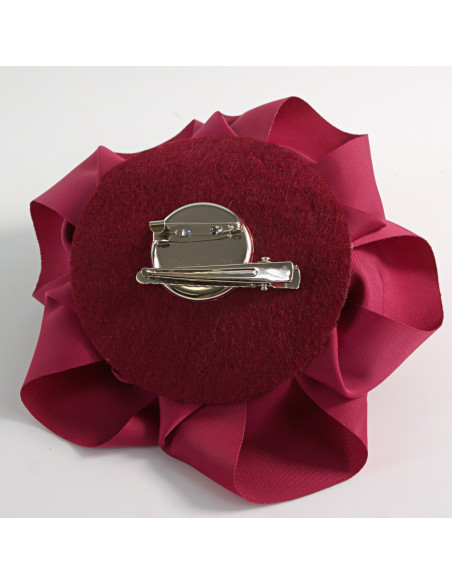 KWIAT Z MATERIAŁU BROSZKA PRZYPINKA LOLITA AKCESORIA RÓŻA 12 cm BORDOWY-RÓŻ
